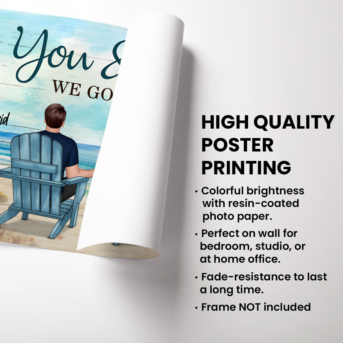 Couple Sitting Beach Landscape You & Me We Got This Personalized Poster, Anniversary Gift For Him, For Her