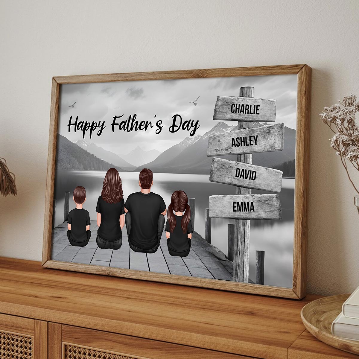 Retro Vintage Family A Little Whole Lot of Love Sign Posts Personalized Poster, Unique 2025 Father's Day Gift For Dad, Husband