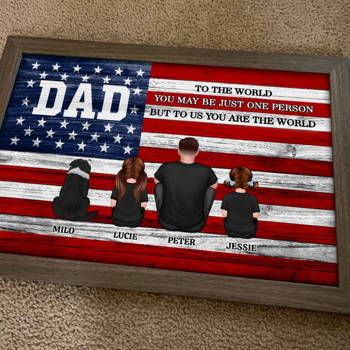 DAD GRANDPA You Are The World Nation Flag Personalized Poster| Ultimate Father's Day Gift For Proud American Dad, Grandpa