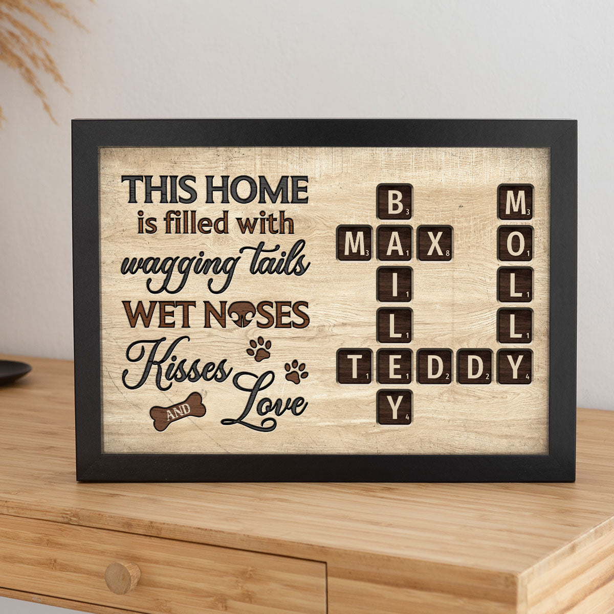 Pet Lover Home Decor Home With Paw Prints Crossword Puzzle Art Personalized Poster