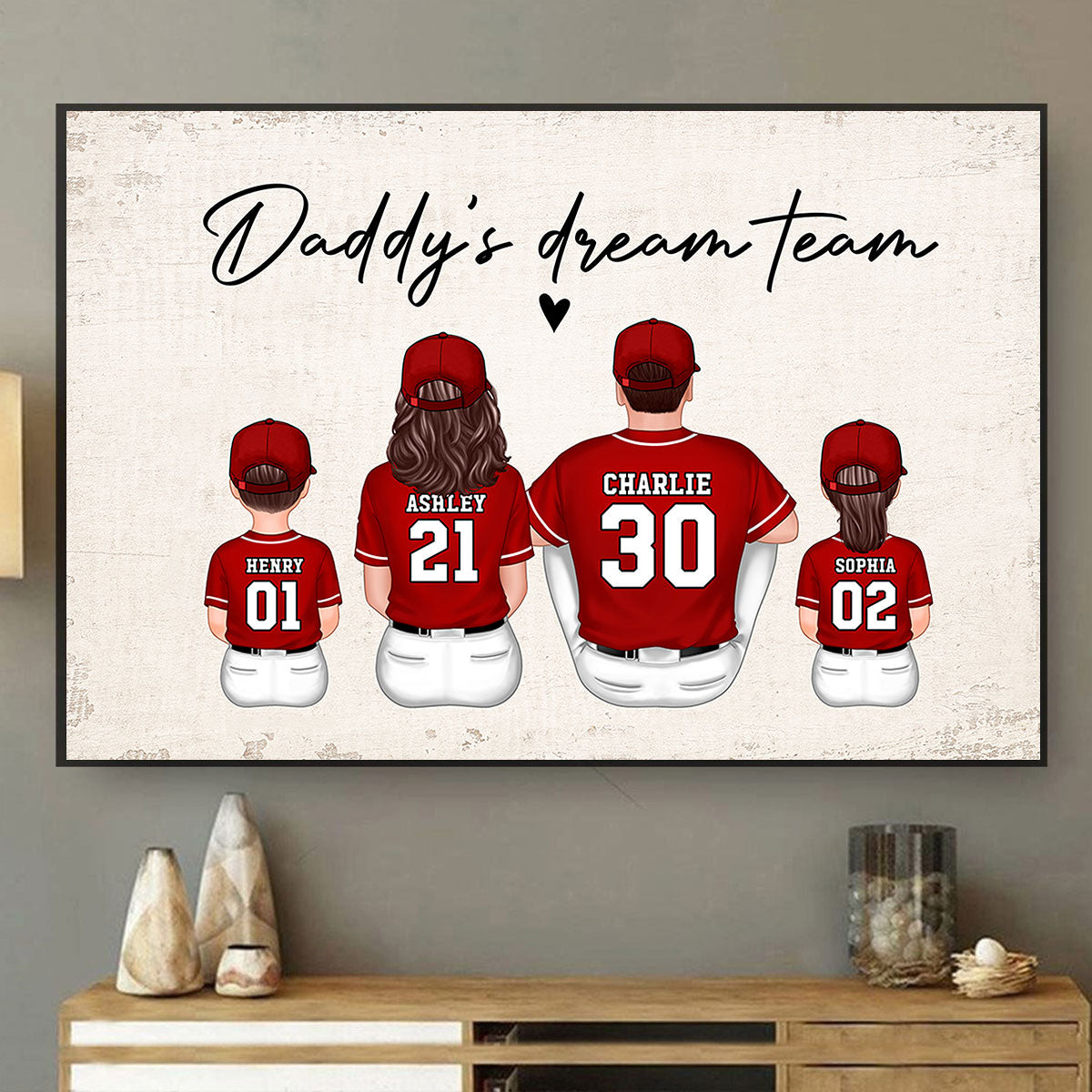 Baseball Team Personalized Poster, Unique Home Decor For Family, Gift for Mother's Day