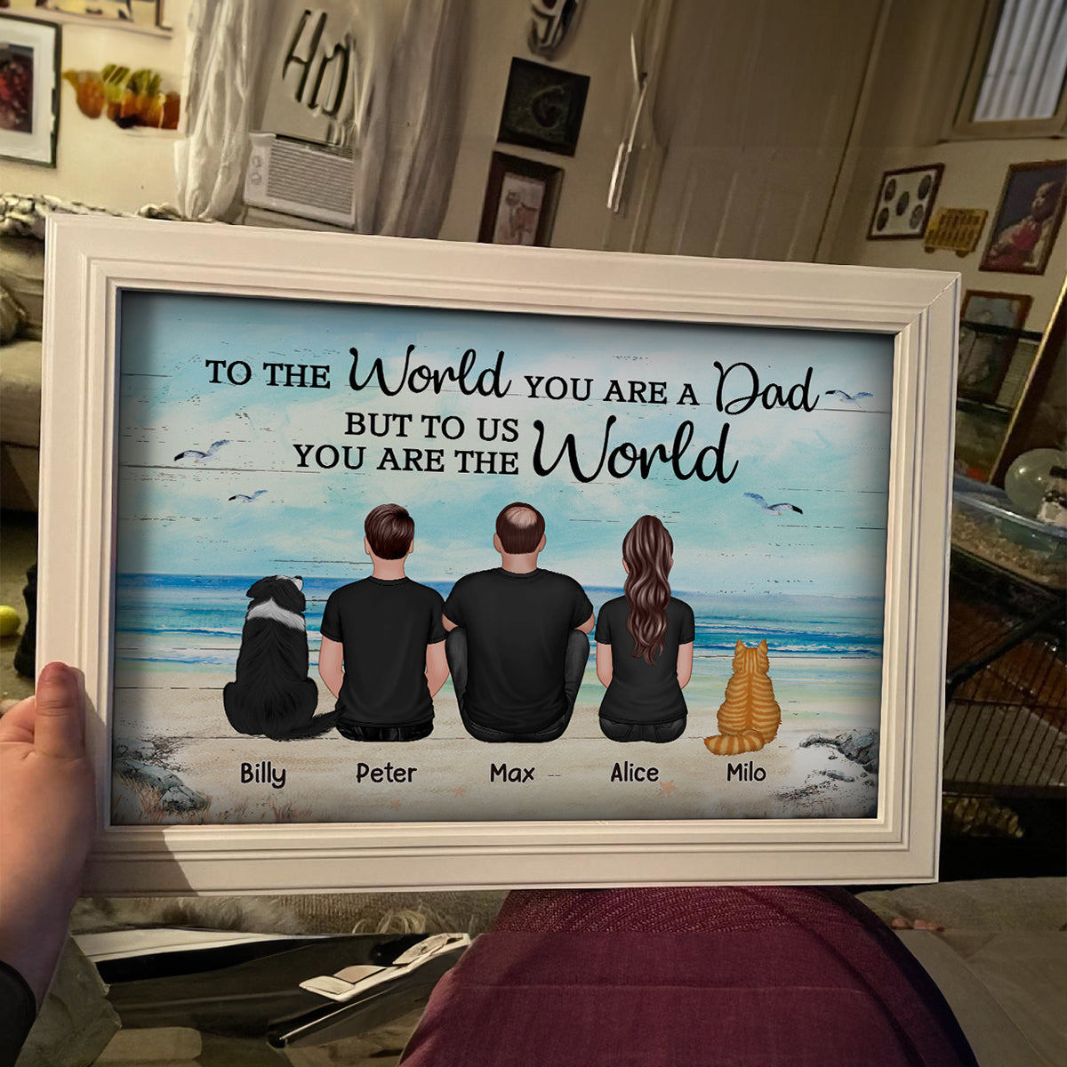 Dad And Sons Daughters Retro Vintage Beach Personalized Poster| Heartfelt Gift For Dad, For Husband