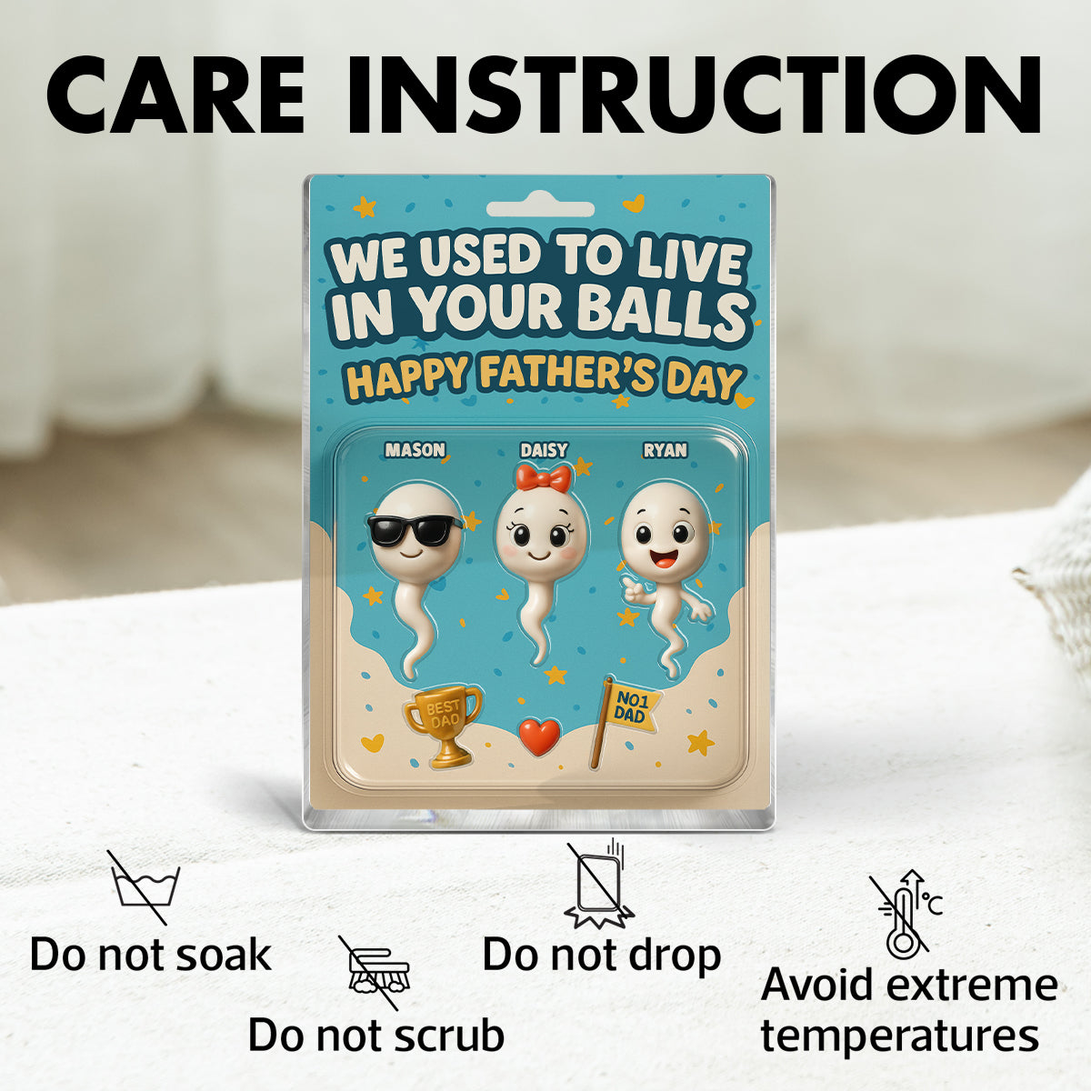 We Used To Live In Your Balls Dad Customer Figure Personalized Acrylic Block Plaque, Father's Day Gift for Dad, Gift for Husband