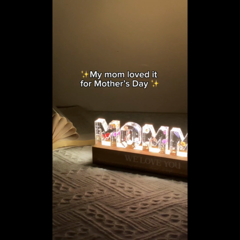Custom Flower Printed LED Night Light, Birth Month Flower, Gift for Mom, Gift for Grandma, Gift for Wife