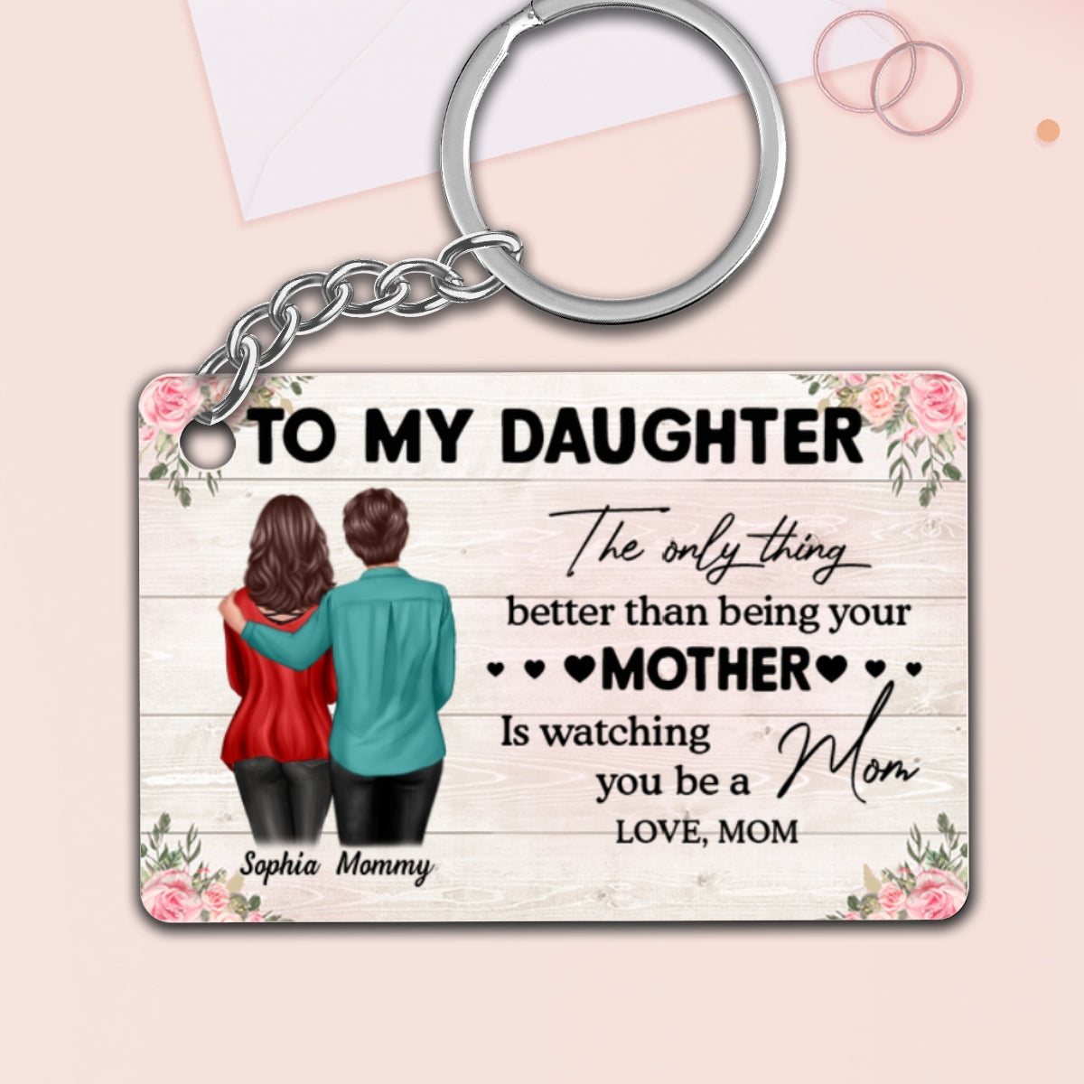 To My Daughter From Mom Personalized Acrylic Keychain, Heartfelt Gift For Daughter