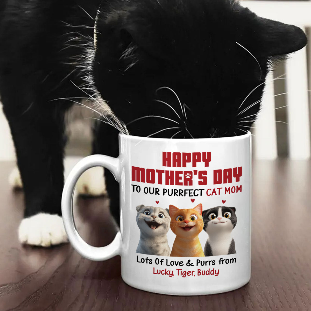 To Our Perfect Cat Mom Adorable Cartoon Cats Personalized Mug, Unique Gifts For Cat Moms