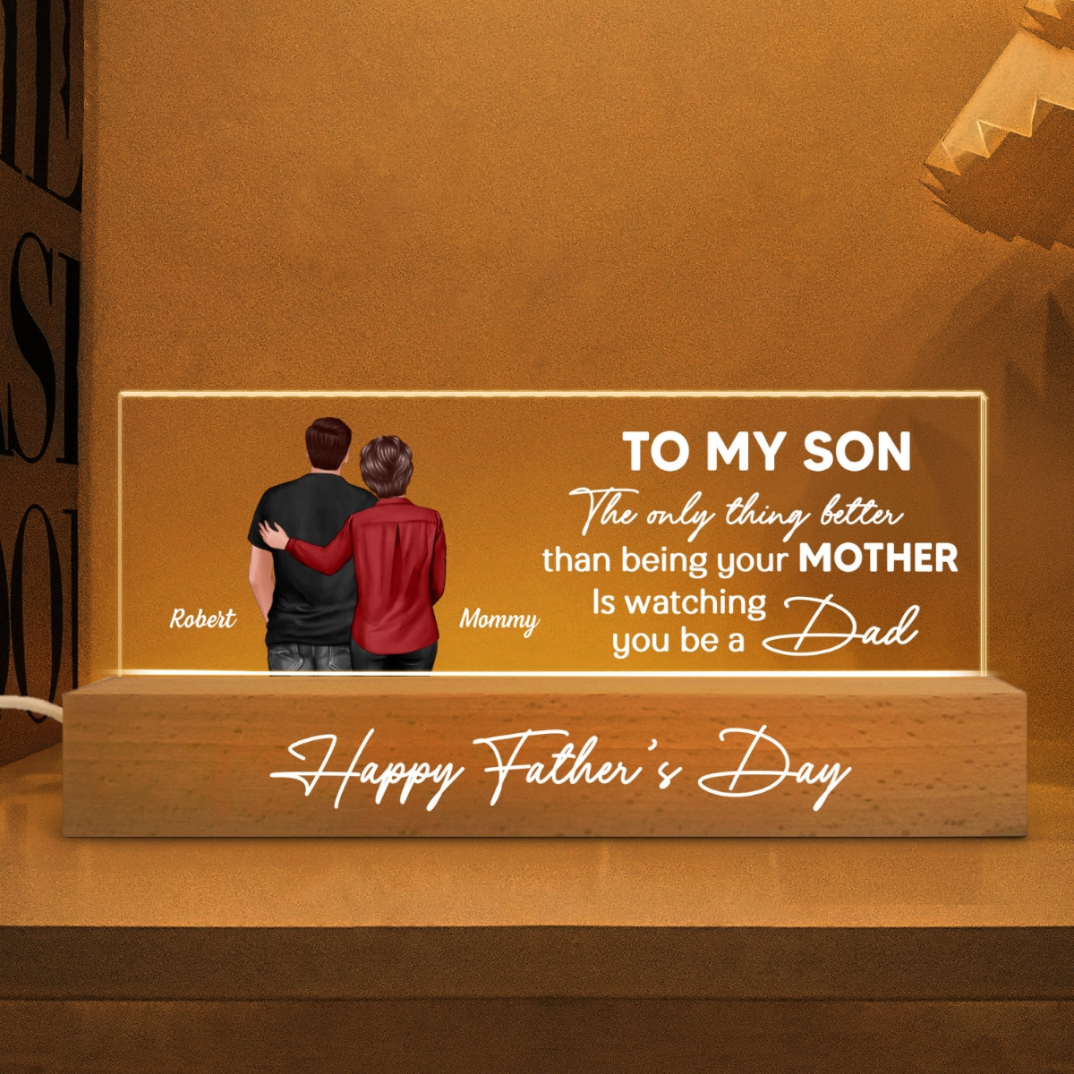 From Mom To Son Personalized LED Night Light| Heartfelt Father's Day Gift For Son