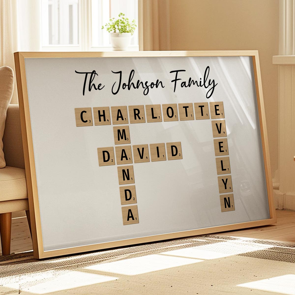 Family Crossword Puzzle Art Created In A Moment, Treasured Forever Personalized Horizontal Poster