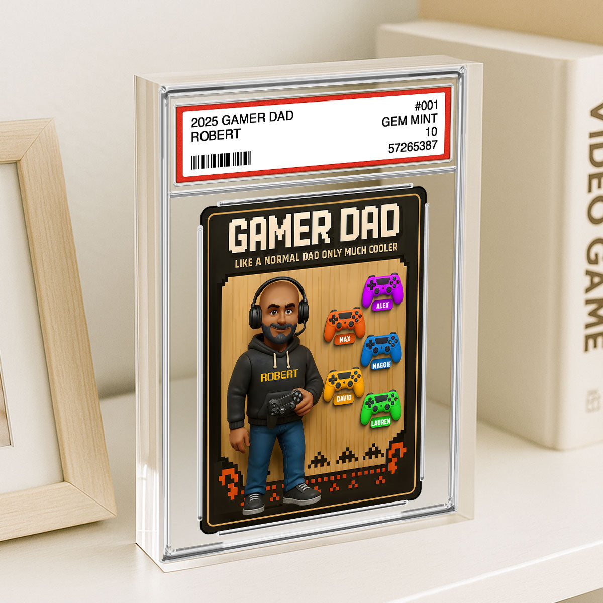 Gamer Dad Trading Card Personalized Acrylic Block Plaque, Father's Day Gift for Gamer Dad