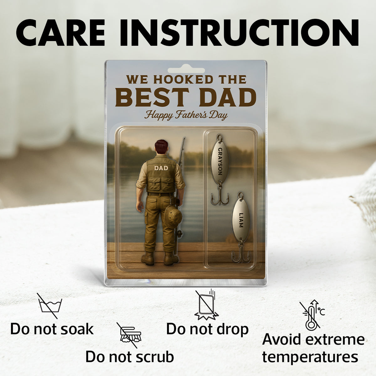 We Hooked The Best Dad Fishing With Kids' Names Custom Figure Personalized Acrylic Block Plaque, Perfect Father's Day Gift For Husband, For Dad, Fishing Lover