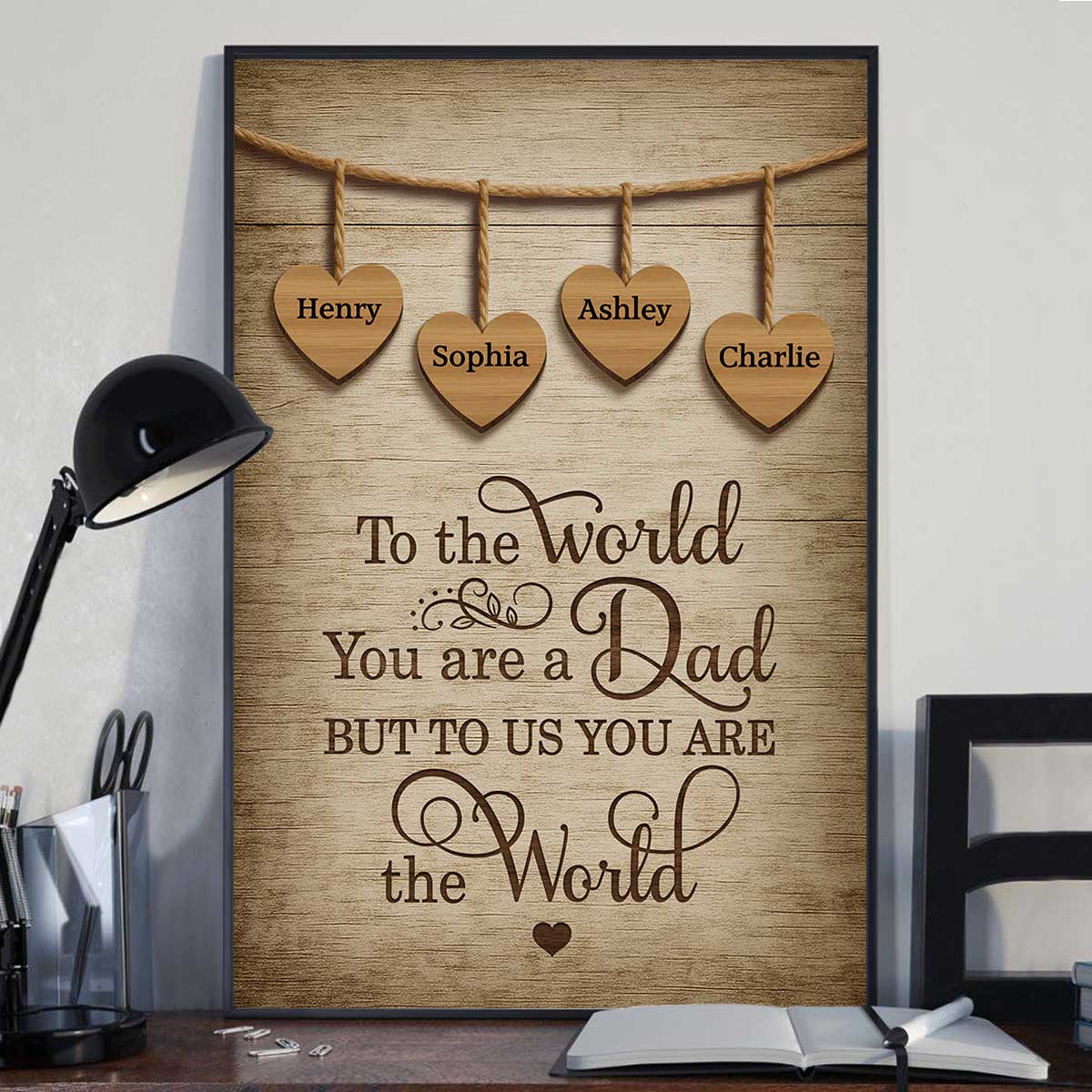 A Father Holds His Children Heart Forever Personalized Poster, Father's Day Gift for Dads