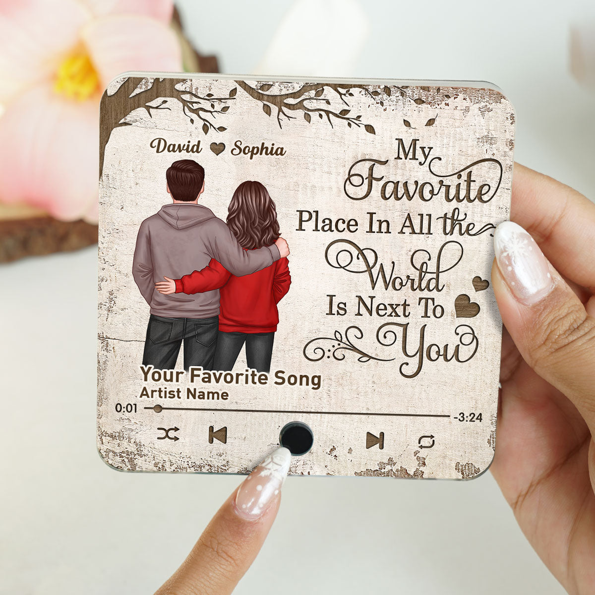 Favorite Place In The World Couple Standing Back View Personalized Music Fridge Magnet, Heartfelt 2025 Gift, Anniversary Gift For Couple, For Him, For Her, Husband, Wife