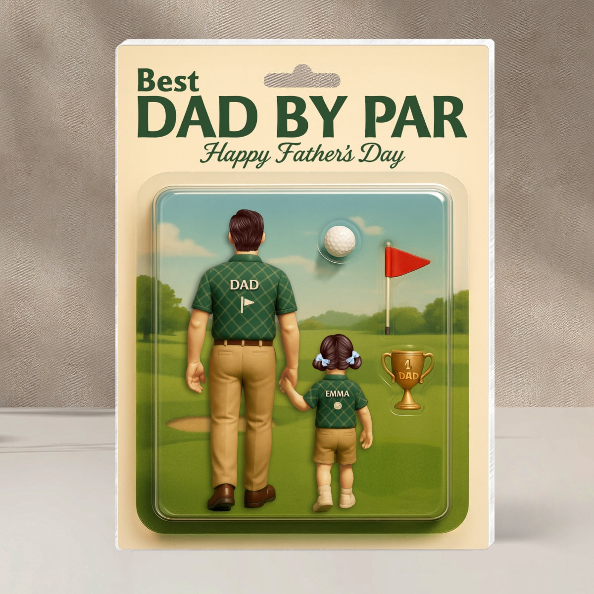 Best Dad By Par Golf Custom Figure Personalized Acrylic Block Plaque, Father's Day Gift for Dad, Gift for Husband