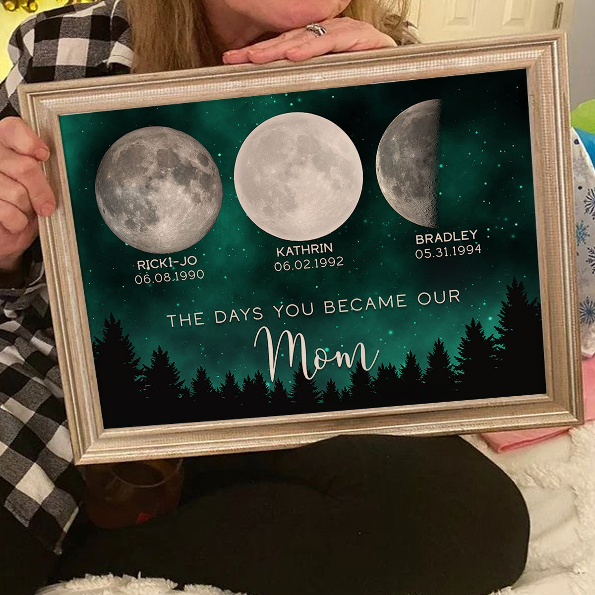 Galaxy Night The Days You Became Our Mom Birthday Moon Phase Personalized Poster, A Heartfelt Gift for Mom’s Birthday, or Just Because