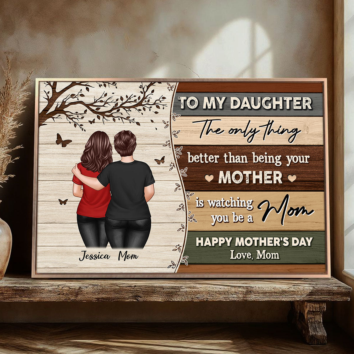 To My Daughter From Mom Happy Mother's Day Colorful Pallets Texture Personalized Poster, Gift For Daughter