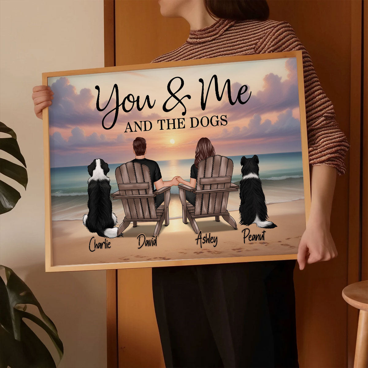 You Me And The Dogs Cats Beach Landscape Personalized Poster, Heartfelt 2025 Gift, Anniversary Gift, Birthday Gift For Him, For Her, Boyfriend, Girlfriend, Husband, Wife
