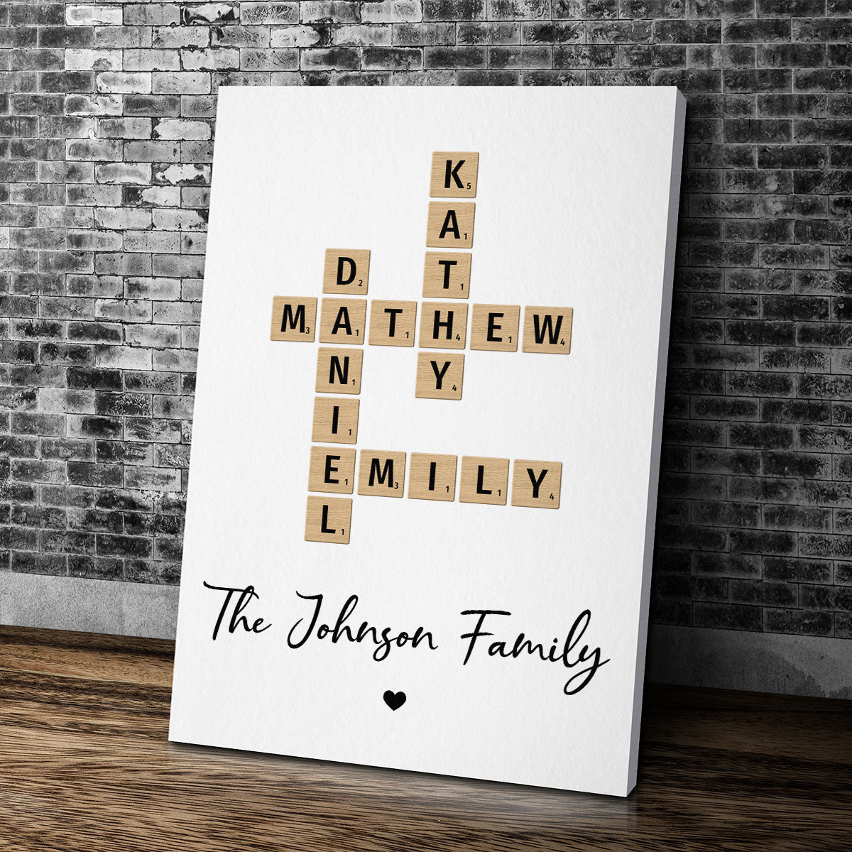 Family Crossword Art - Created In A Moment, Treasured Forever Personalized Canvas Print