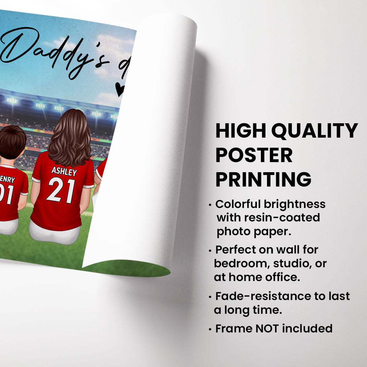 Dad's Team Soccer Football Family Sitting Personalized Poster – Special Gift for Dad, Grandpa, Husband on Father's Day