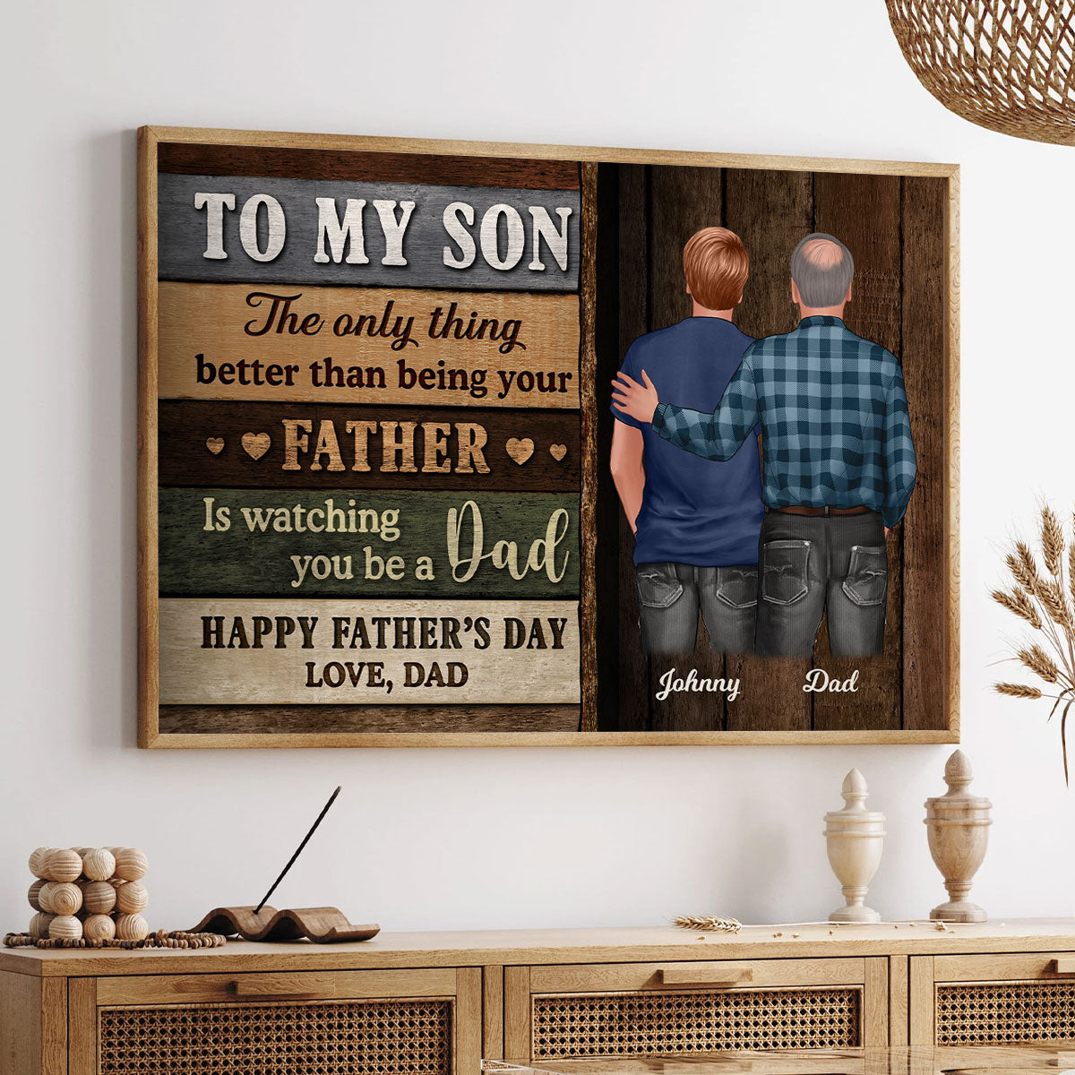 Colored Wood Pallets To My Son Happy Father's Day Personalized Poster, Heartfelt Father's Day Gift For Son