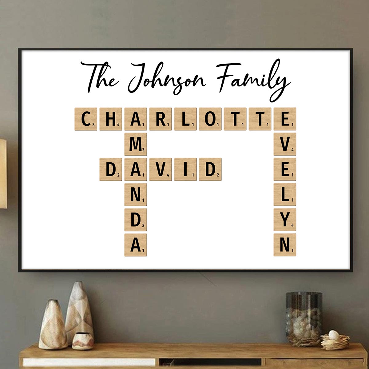 Family Crossword Puzzle Art Created In A Moment, Treasured Forever Personalized Horizontal Poster