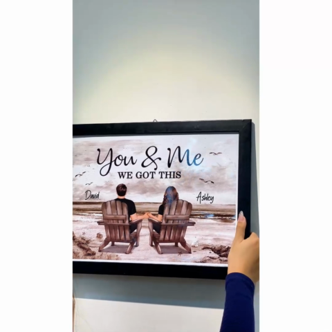 Couple Beach Landscape Retro Vintage Personalized Poster, Anniversary Gift For Couple
