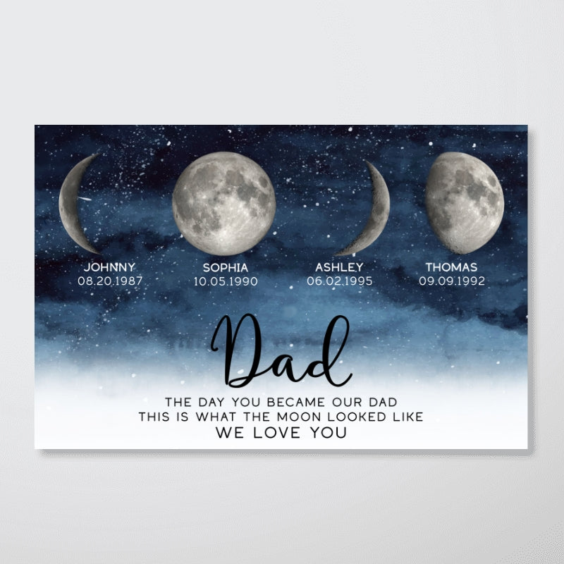 This Is What The Moon Looked Like The Day You Became Dad Grandpa Custom Birth Moon Phase Personalized Poster