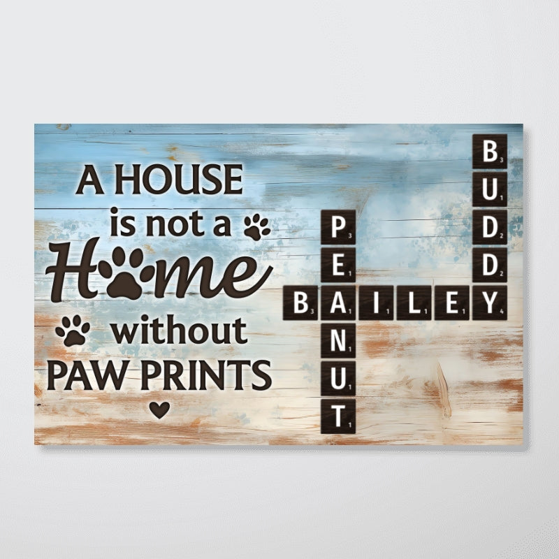 Home With Paw Prints Pet Crossword Puzzle Art Personalized Poster