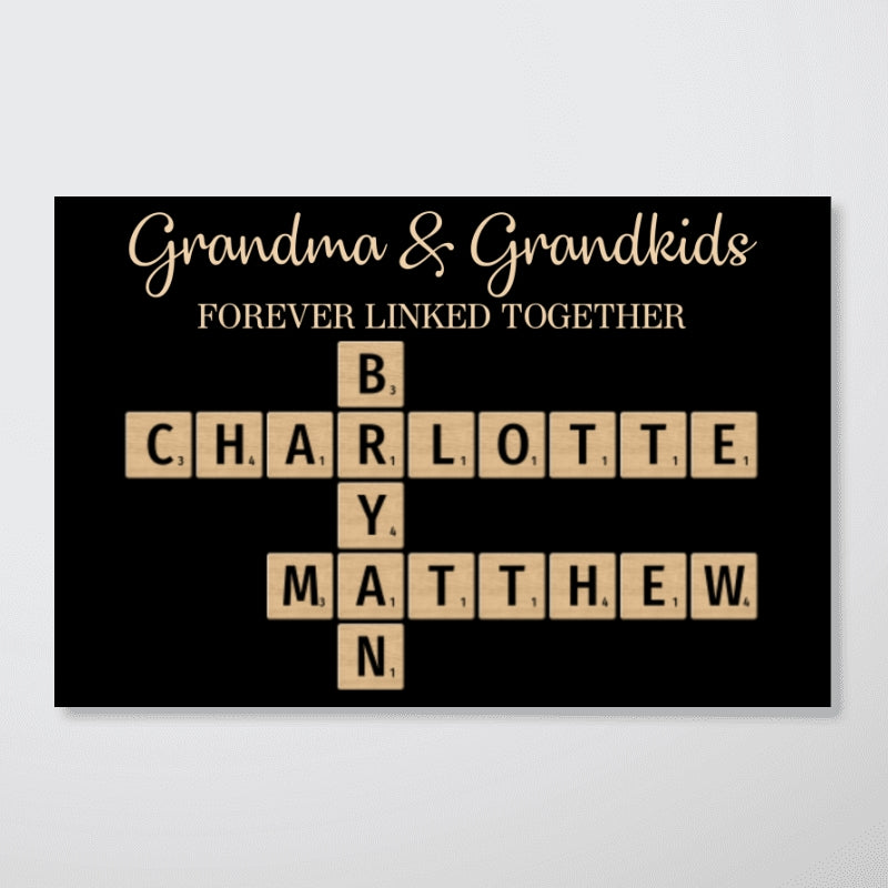 Grandma & Grandkids Forever Linked Together Crossword Puzzle Personalized Poster, Unique Gift For Large Family, Parent, Grandma, Siblings, Brothers, Sisters