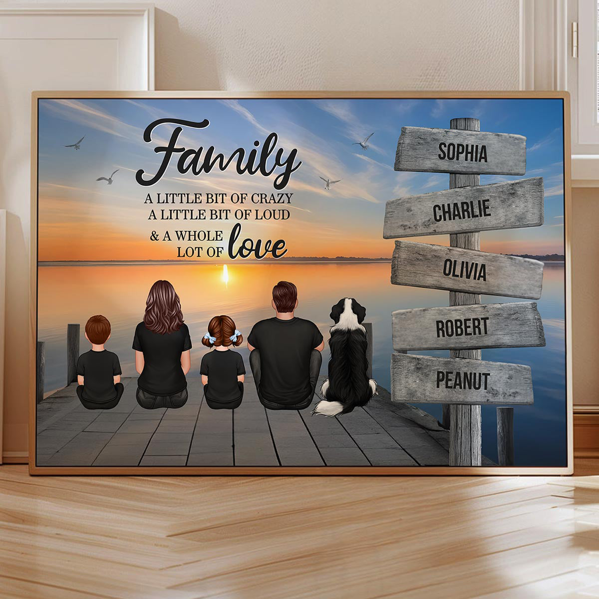 Retro Vintage Family A Little Whole Lot of Love Sign Posts Personalized Poster, Unique 2025 Father's Day Gift For Dad, Husband