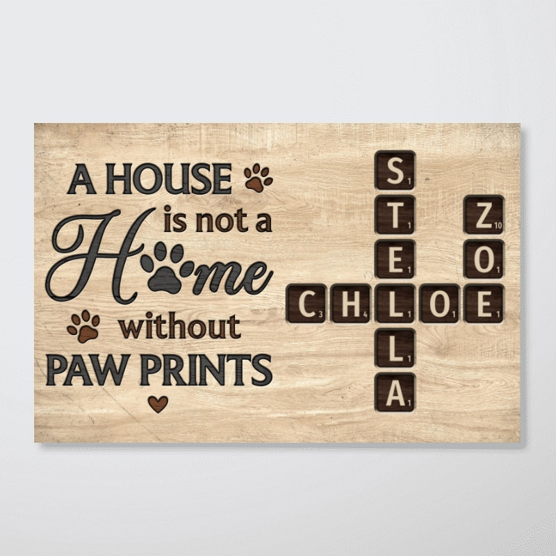 Pet Lover Home Decor Home With Paw Prints Crossword Puzzle Art Personalized Poster