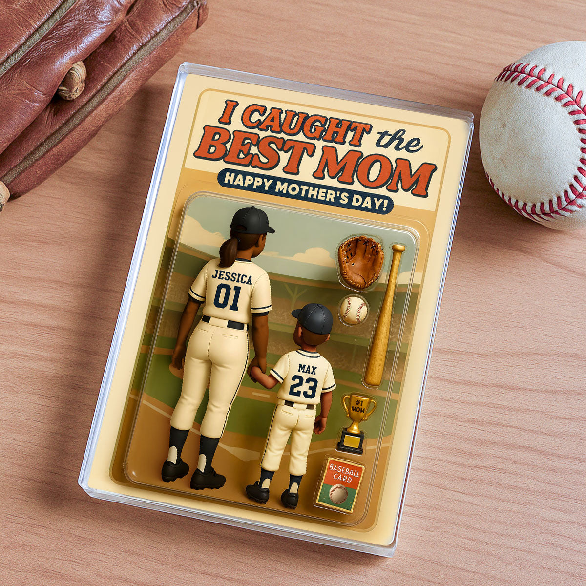 We Caught the Best Mom Baseball Custom Figure Personalized Acrylic Block Plaque, Gift for Mom, Gift for Wife