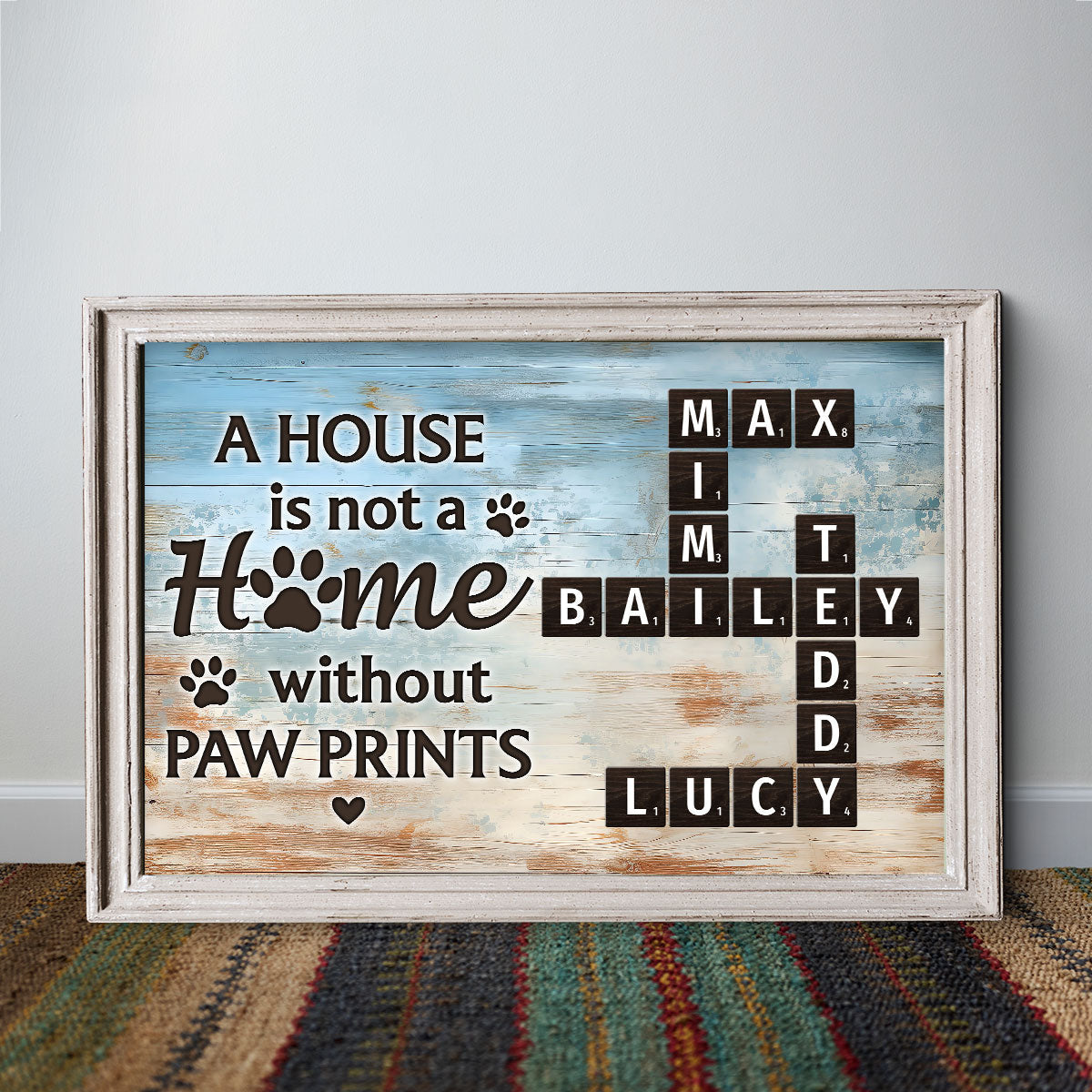 Home With Paw Prints Pet Crossword Puzzle Art Personalized Poster