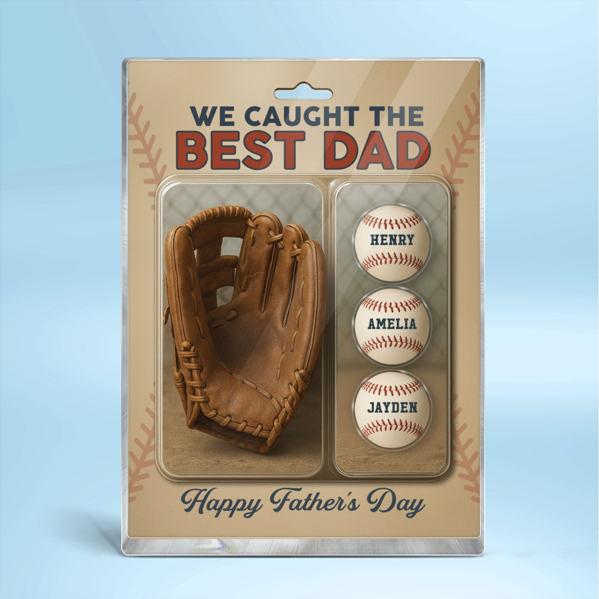 We Caught The Best Dad Grandpa Baseball & Glove Figures Style Personalized Acrylic Block Plaque, Perfect Father's Day Gift for Dad, Gift for Husband