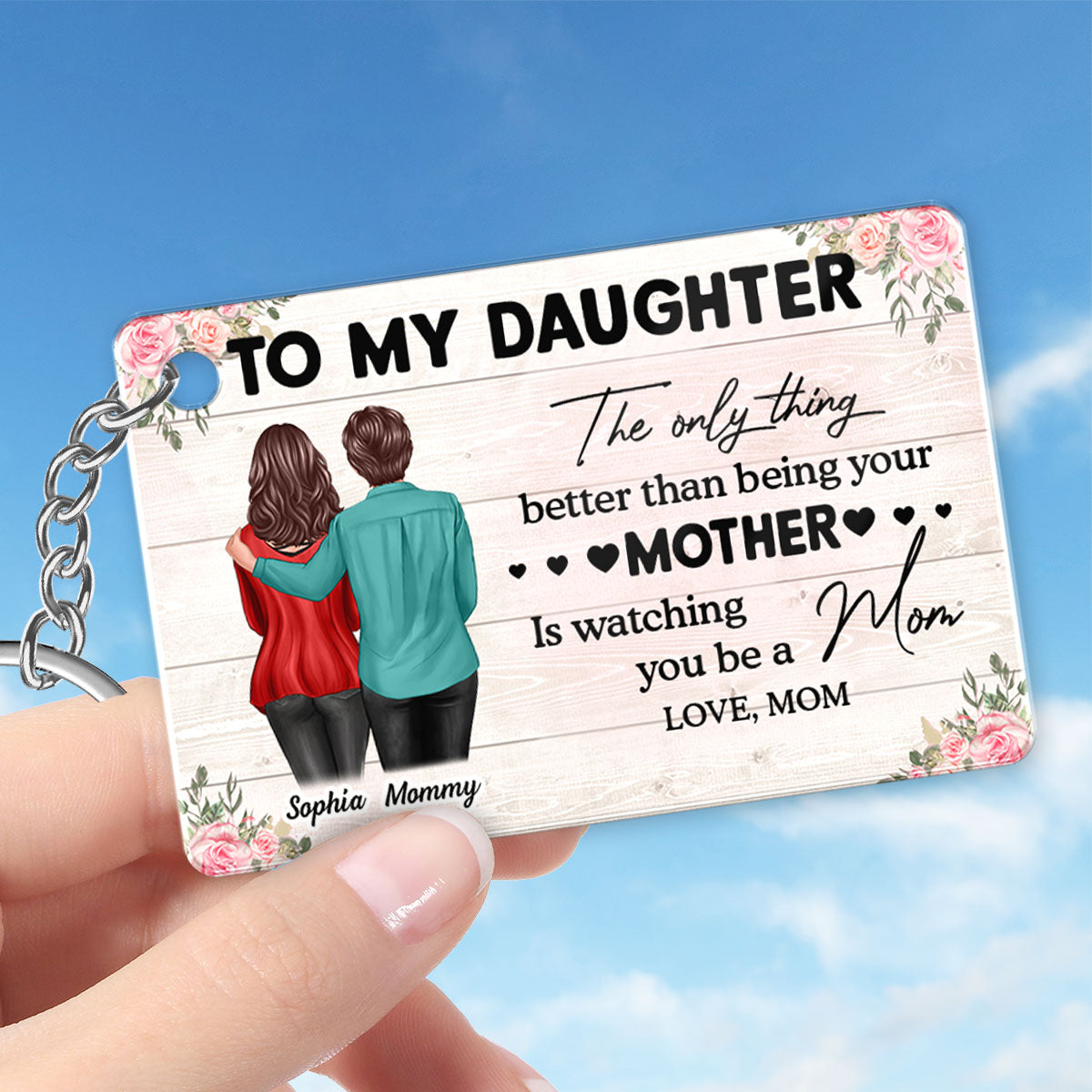 To My Daughter From Mom Personalized Acrylic Keychain, Heartfelt Gift For Daughter