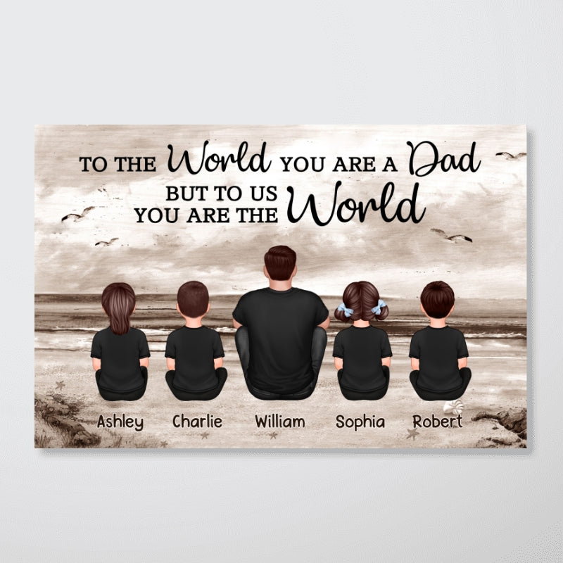 Dad And Sons Daughters Retro Vintage Beach Personalized Poster| Heartfelt Gift For Dad, For Husband