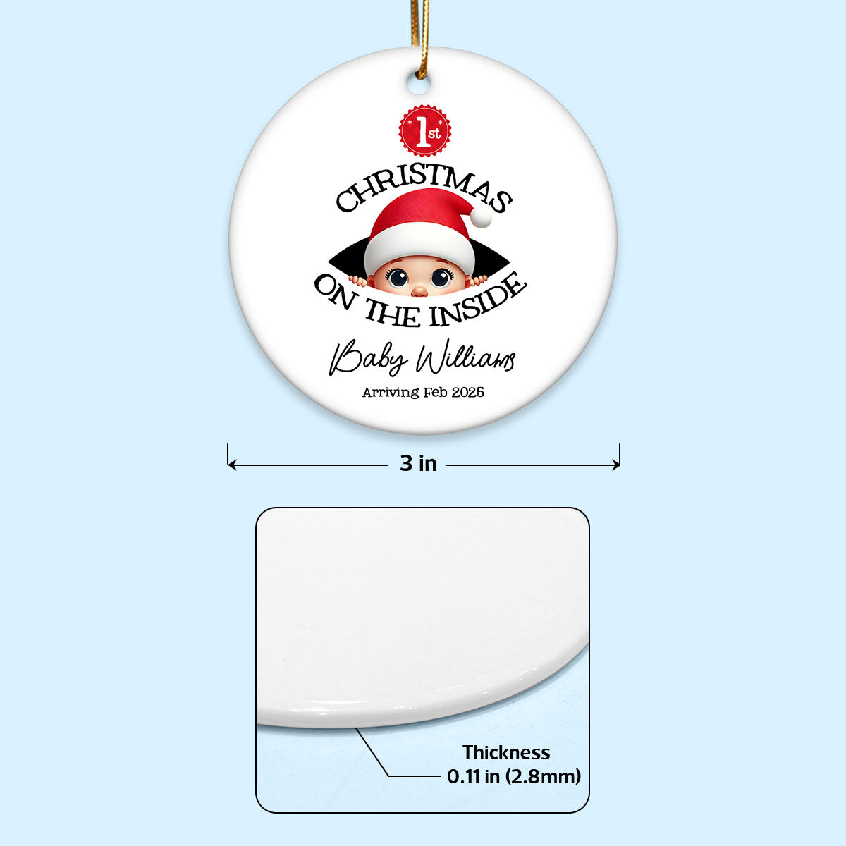 Personalized Baby's First Christmas On the Inside Ornament, Custom Pregnancy Reveal Ornament, New Year Gift For Expecting Parents