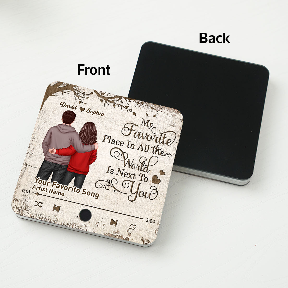 Favorite Place In The World Couple Standing Back View Personalized Music Fridge Magnet, Heartfelt 2025 Gift, Anniversary Gift For Couple, For Him, For Her, Husband, Wife