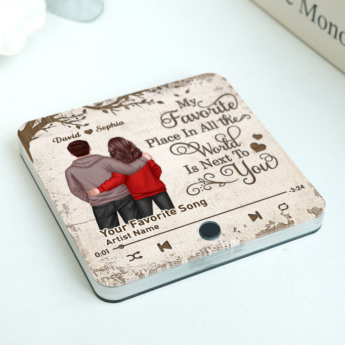 Favorite Place In The World Couple Standing Back View Personalized Music Fridge Magnet, Heartfelt 2025 Gift, Anniversary Gift For Couple, For Him, For Her, Husband, Wife