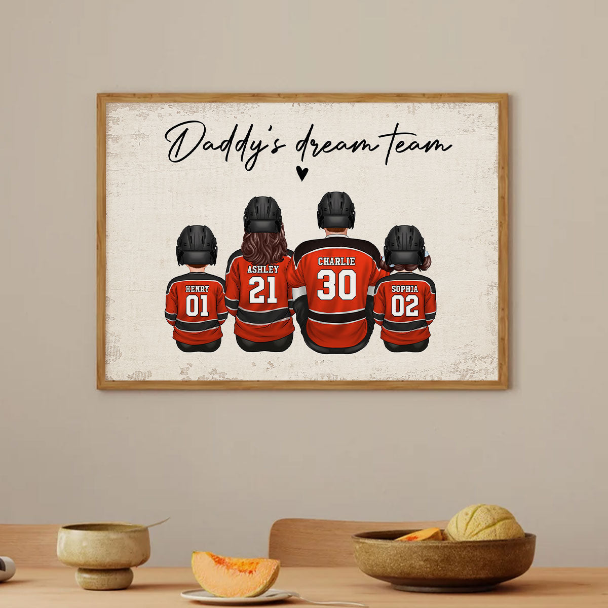 Hockey Team Personalized Poster, Gift For Family, Father's Day Gift for Dad, Grandpa, Husband