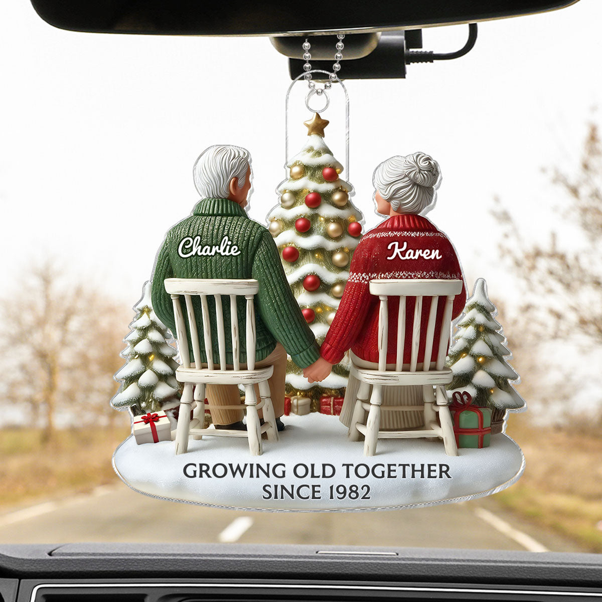 3D Effect Couple Growing Old Together Personalized Flat Acrylic Ornament, Heartfelt 2025 Gift Anniversary Gift For Him, For Her, Husband, Wife