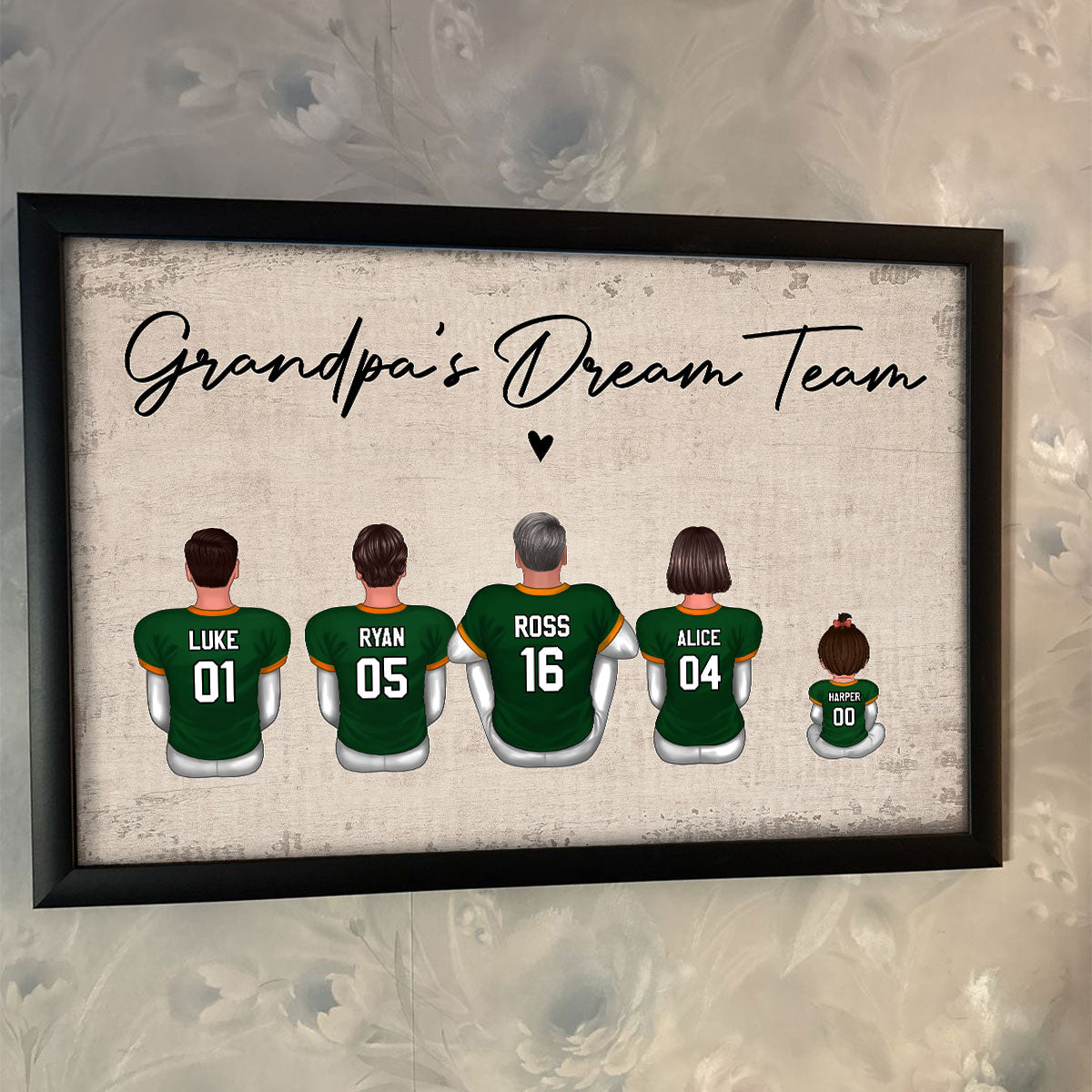 American Football DAD GRANDPA Dream Team Personalized Poster, Unique 2025 Father's Day Gift For Dad, For Grandpa, For Husband