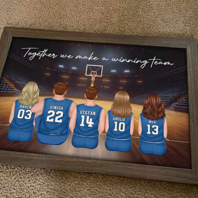 Basketball Team Personalized Family Poster, Unique Father's Day Gift for Dad, Gift for Husband