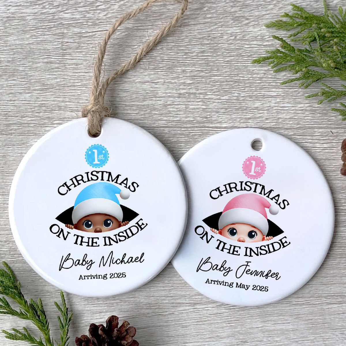 Personalized Baby's First Christmas On the Inside Ornament, Custom Pregnancy Reveal Ornament, New Year Gift For Expecting Parents