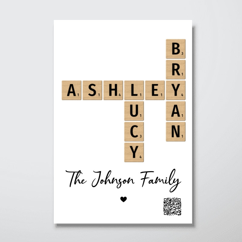 Family Crossword Art - Created In A Moment, Treasured Forever Personalized Poster