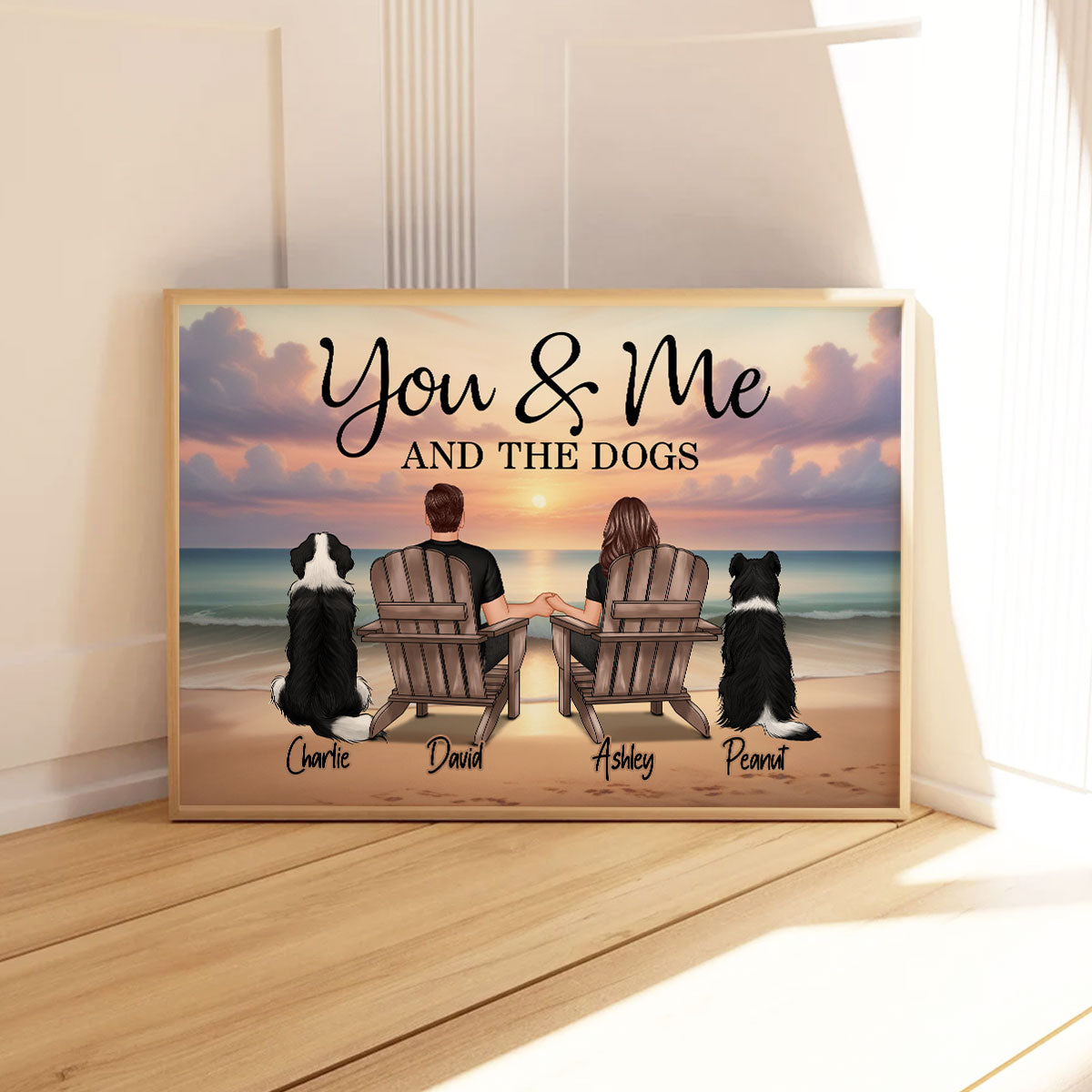 You Me And The Dogs Cats Beach Landscape Personalized Poster, Heartfelt 2025 Gift, Anniversary Gift, Birthday Gift For Him, For Her, Boyfriend, Girlfriend, Husband, Wife