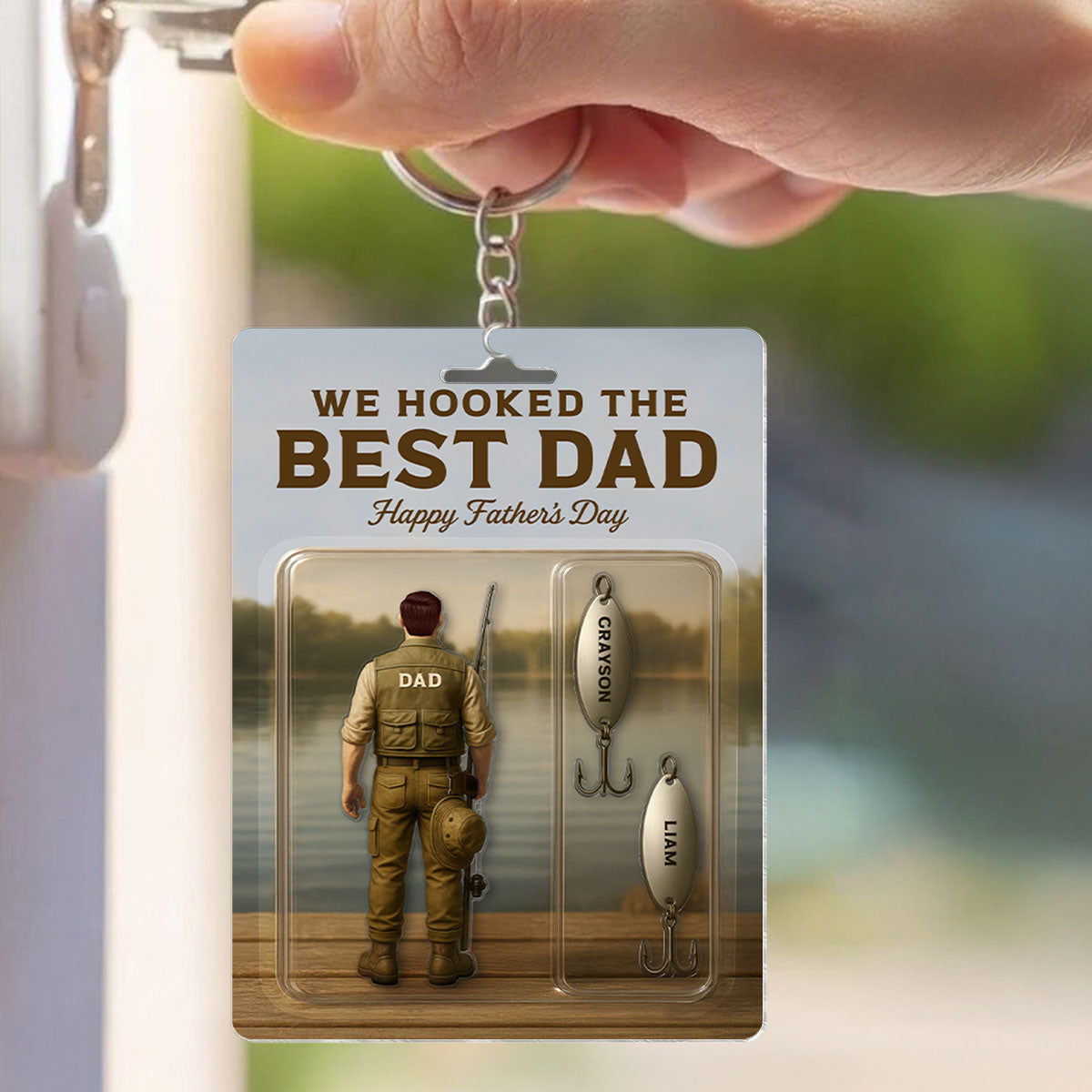 We Hooked The Best Dad Grandpa Fishing With Kids' Names Custom Figure Personalized Keychain, Perfect Father's Day Gift For Fishing Dad, For Husband, For Grandpa