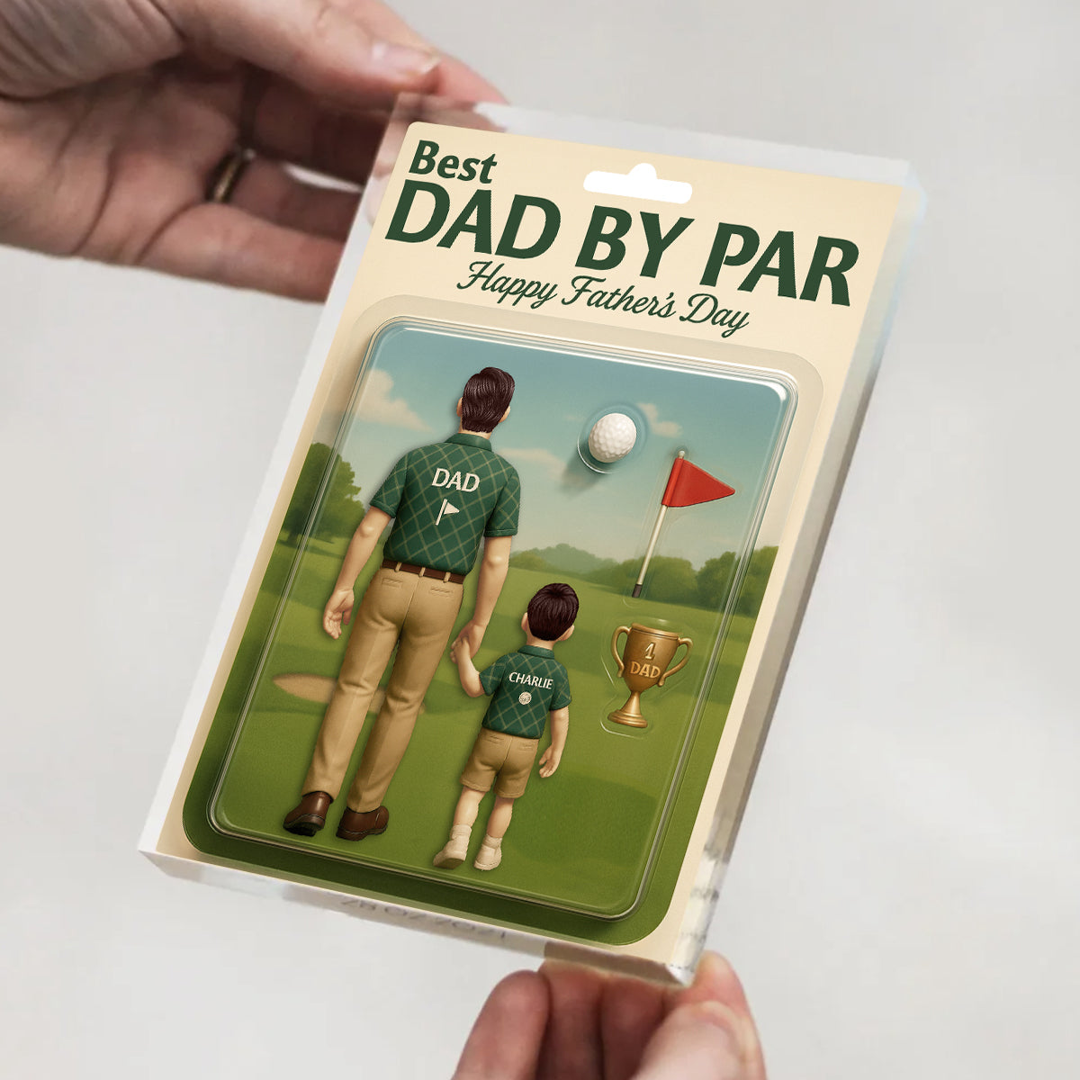 Best Dad By Par Golf Custom Figure Personalized Acrylic Block Plaque, Father's Day Gift for Dad, Gift for Husband