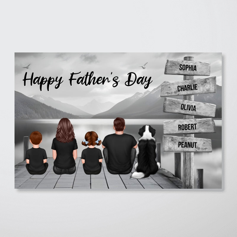 Retro Vintage Family A Little Whole Lot of Love Sign Posts Personalized Poster, Unique 2025 Father's Day Gift For Dad, Husband
