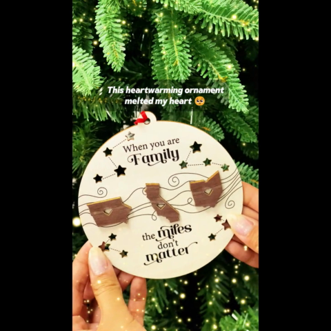 Personalized 2-Layered Wooden Ornament – A Gift of Togetherness for Long Distance Family, Friends, or Sisters