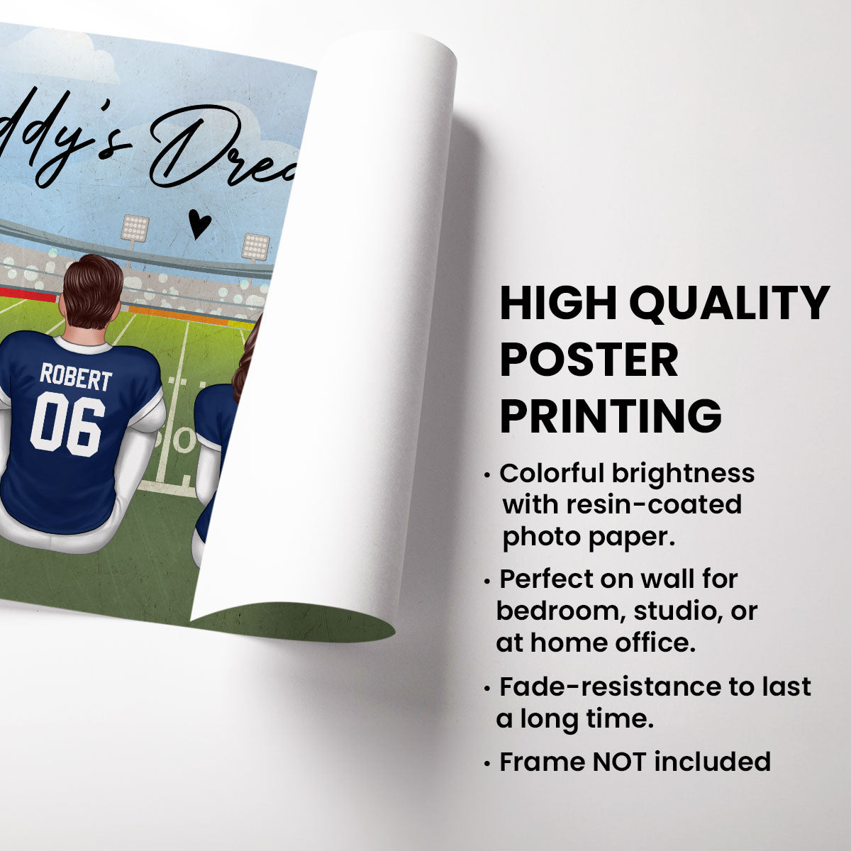 American Football DAD GRANDPA Dream Team Personalized Poster, Unique 2025 Father's Day Gift For Dad, For Grandpa, For Husband